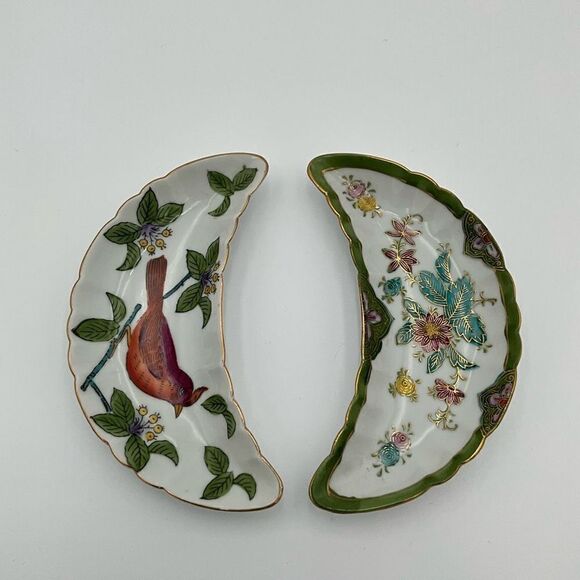 VINTAGE LJ Porcelain Japan Half Moon dishes - Picture 2 of 5